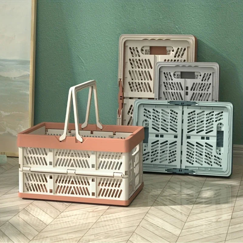 1pc Foldable Pastel Camping Storage Basket 