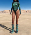 Cyber Space Rave Bodysuit: Green