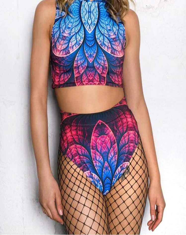 2 piece Cropped Hooded Goddess Vibes Rave Outfit