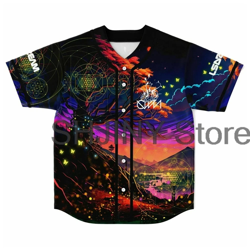 GWN Short Sleeve Rave Jersey featuring bold graphics and the GWN logo, perfect for EDM festivals, raves, and music events. Stylish and breathable festival apparel