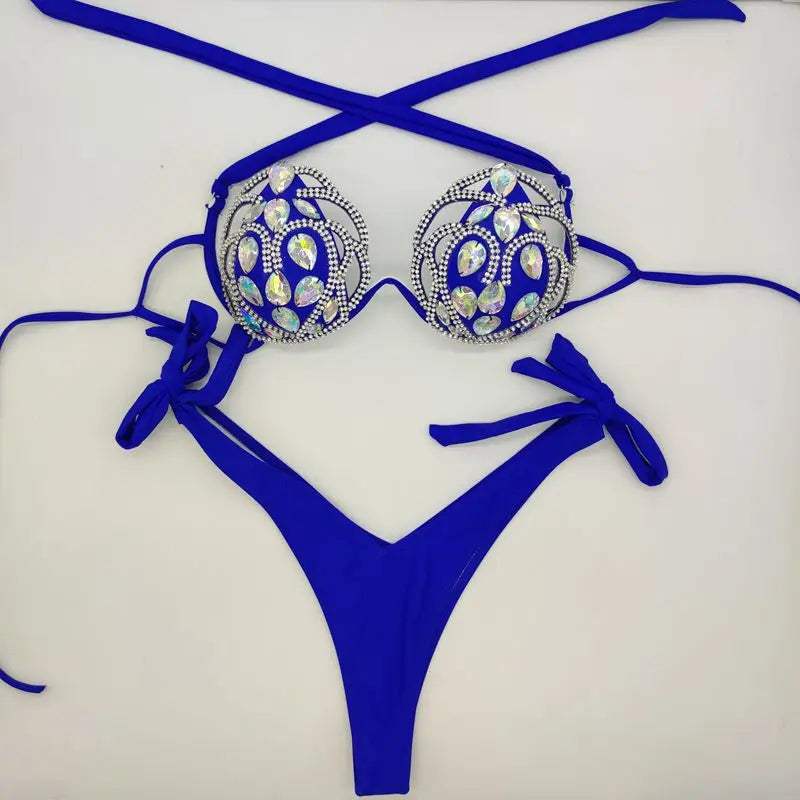 Exquisite Rhinestone Bikini Set