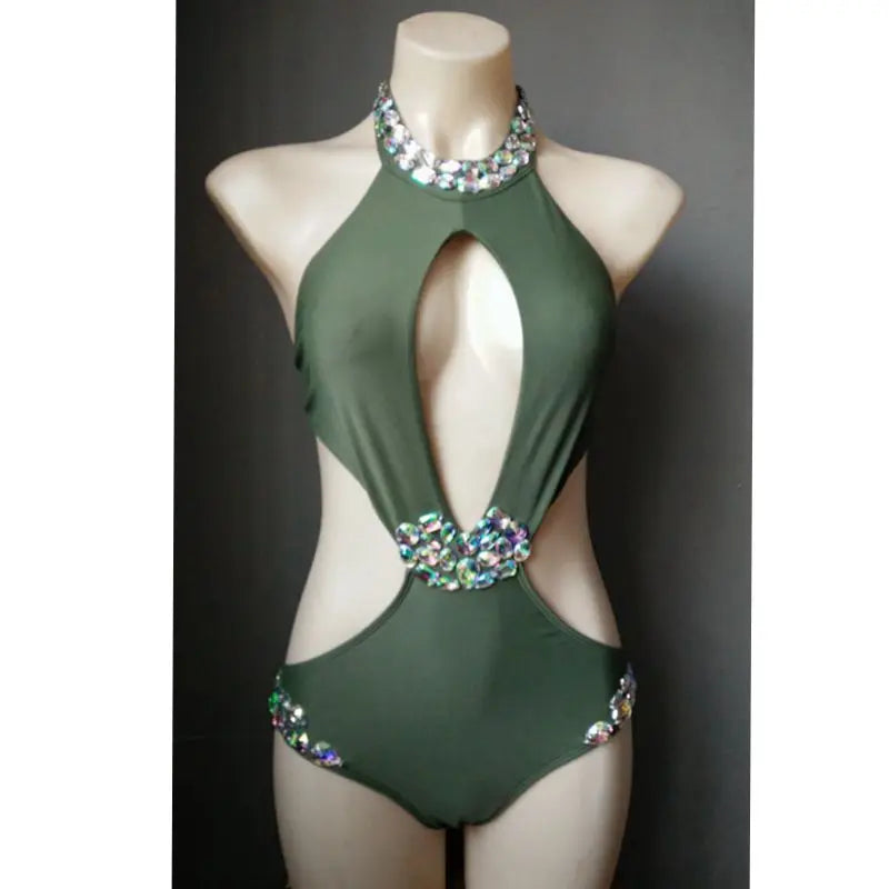 Elegant goddess Rhinestone Bodysuit