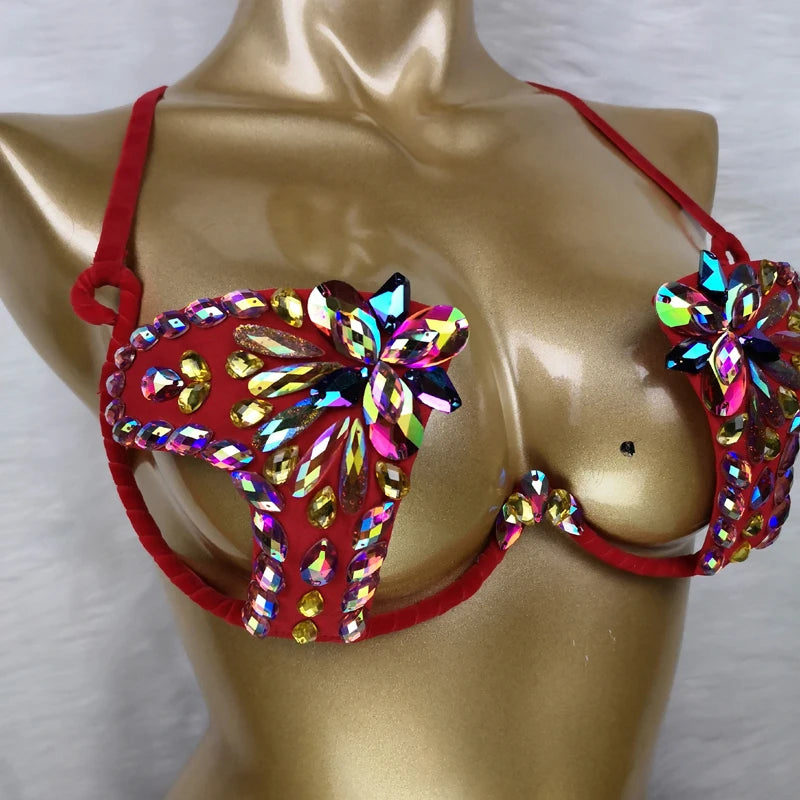 Handmade Red Rhinestone Festival Outfit