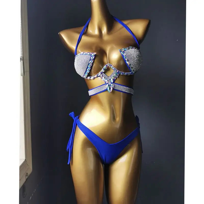 Crystal Cascade: Luxury Rhinestone Bikini