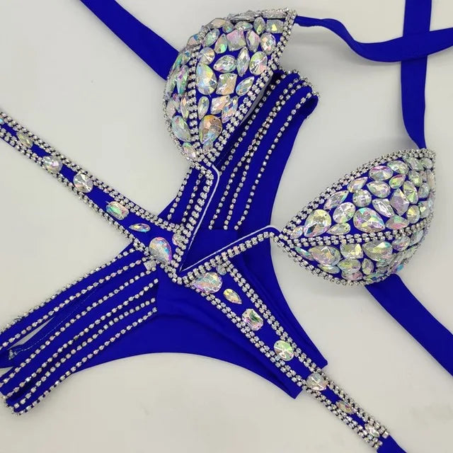 Diamond Dazzle: V Cut Rhinestone Bikini Set