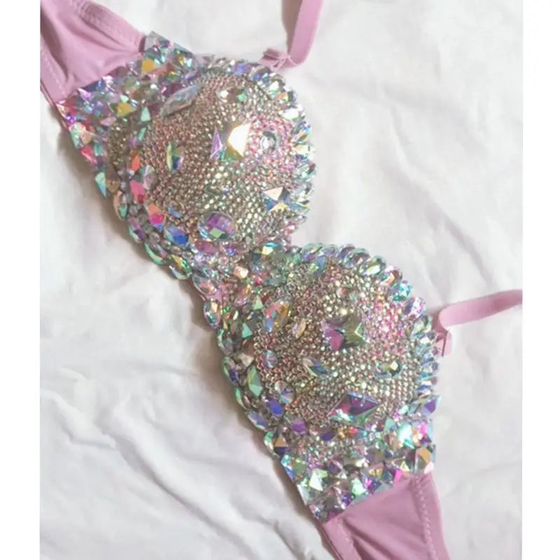 Extravagant Luxury Strapless Rhinestone Rave Bra