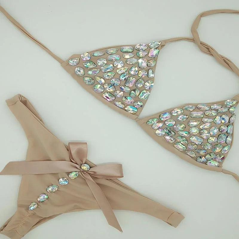 Pretty in Pink: Mini Rhinestone Bikini Set