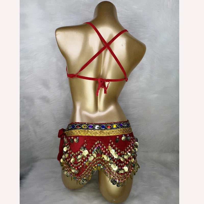 Handmade Red Rhinestone Festival Outfit