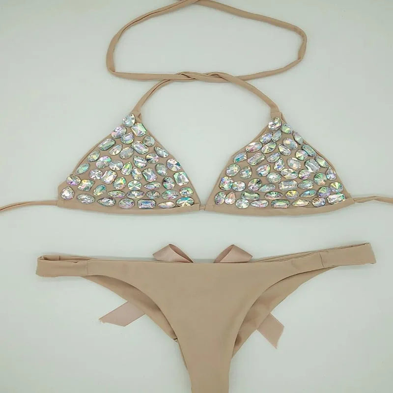 Pretty in Pink: Mini Rhinestone Bikini Set