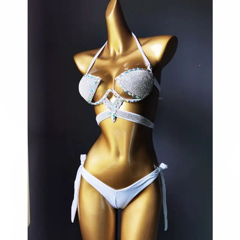 Crystal Cascade: Luxury Rhinestone Bikini