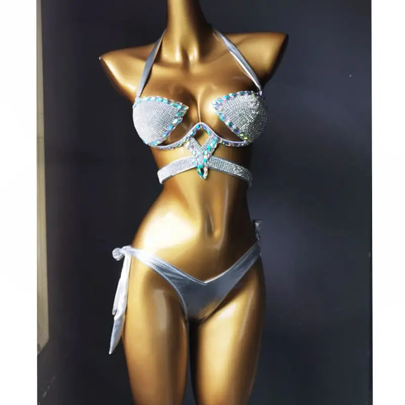 Crystal Cascade: Luxury Rhinestone Bikini