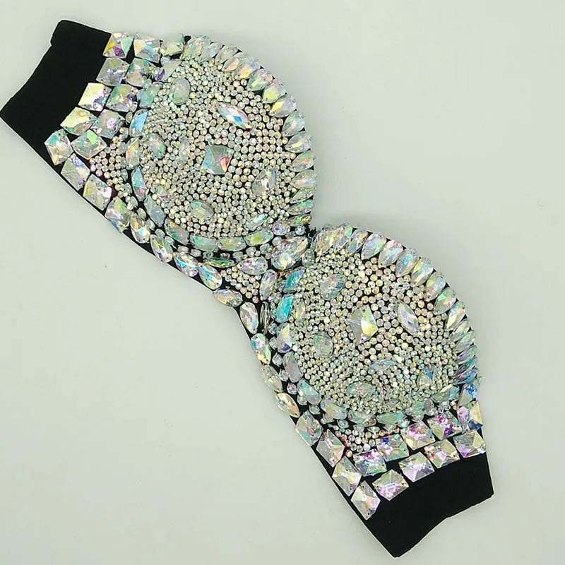 Extravagant Luxury Strapless Rhinestone Rave Bra