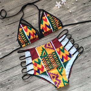 High Waisted Boho Push Up Bikini