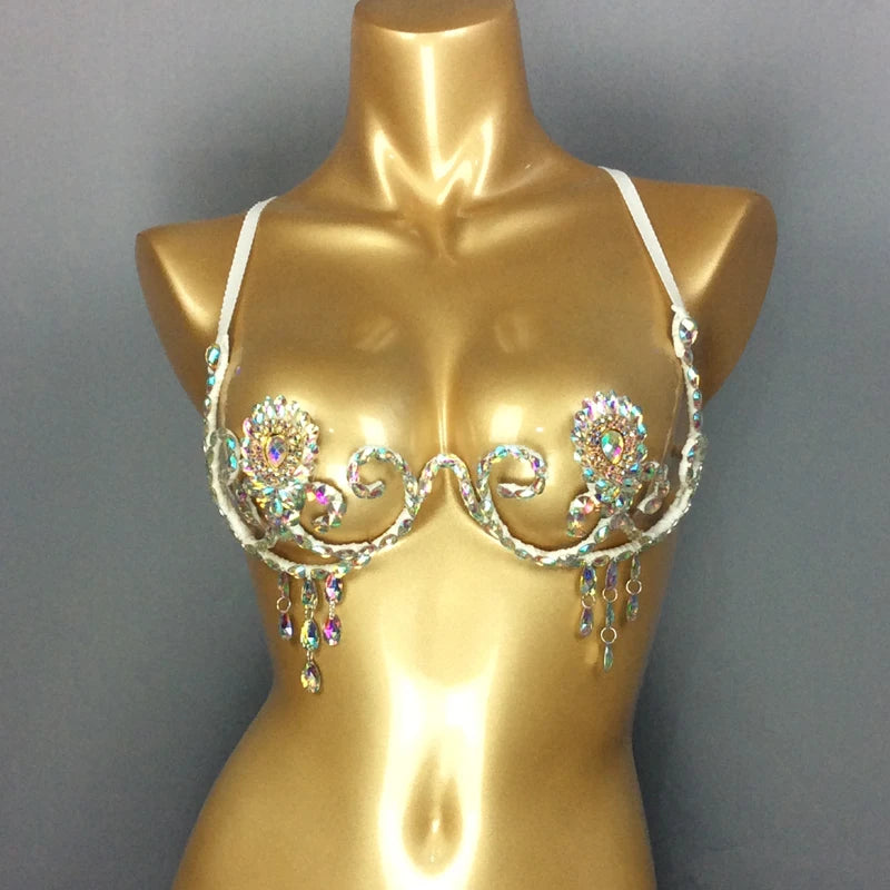 Handmade Teardrop Rhinestone Wire Bra