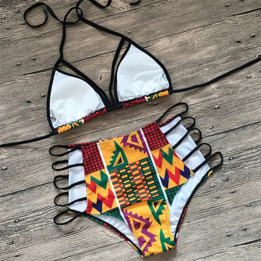 High Waisted Boho Push Up Bikini