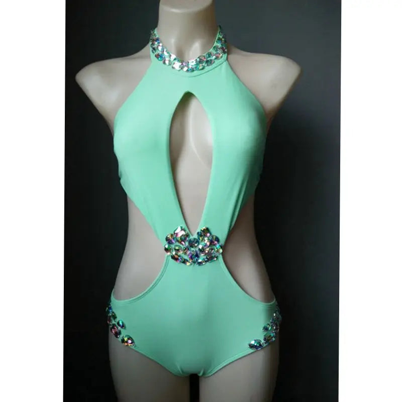 Elegant goddess Rhinestone Bodysuit