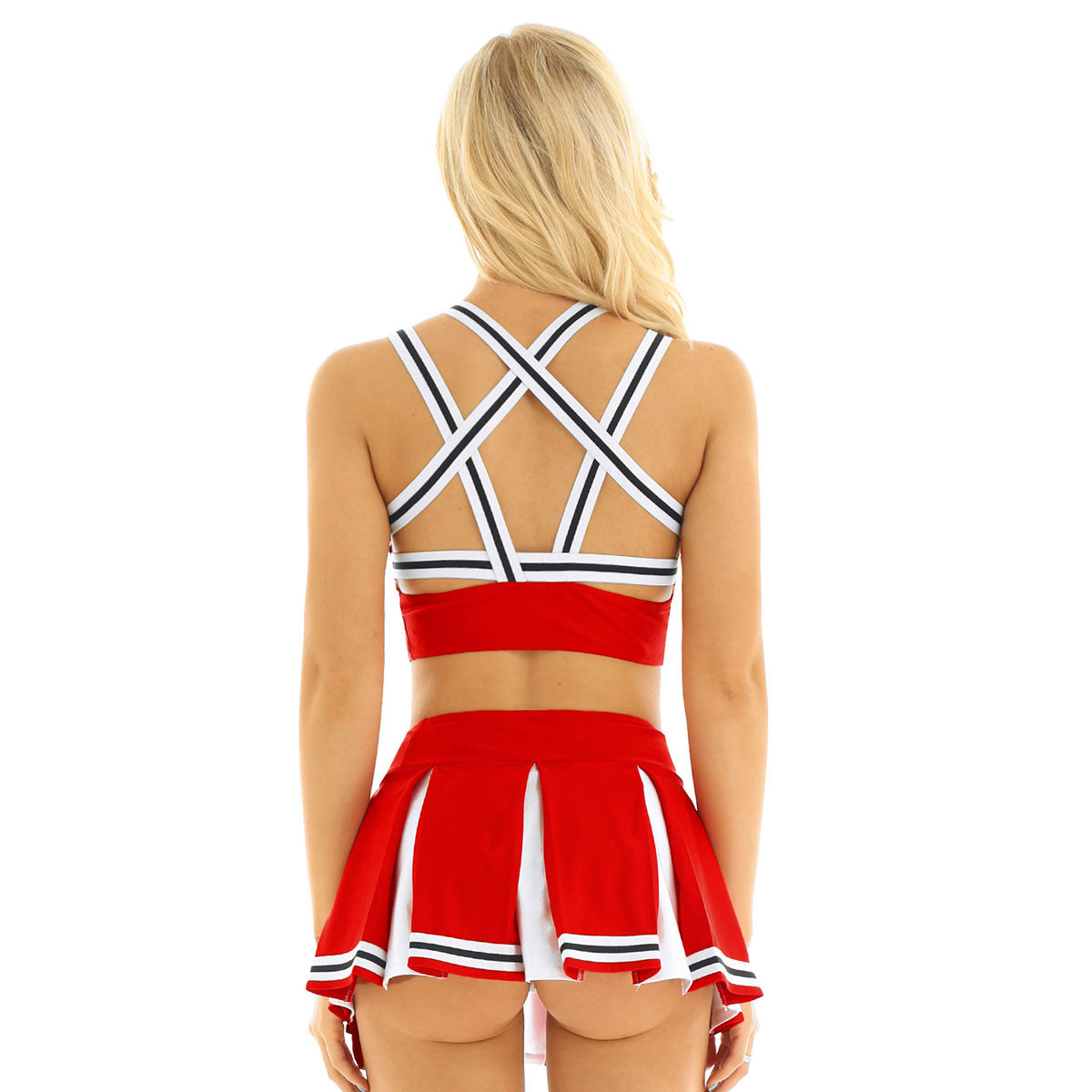 Sexy Cheerleader Costume Crop Tank Top with Mini Pleated Skirt