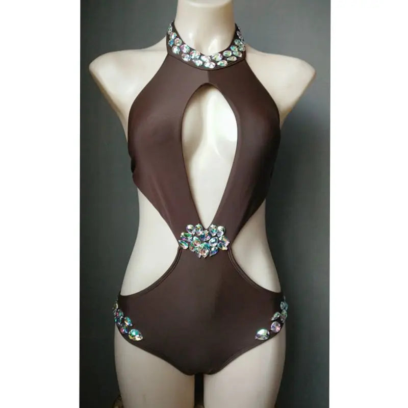 Elegant goddess Rhinestone Bodysuit