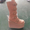 Baby Pink Glitter Platform Rave Boots