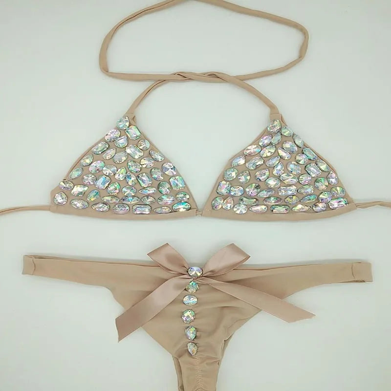 Pretty in Pink: Mini Rhinestone Bikini Set