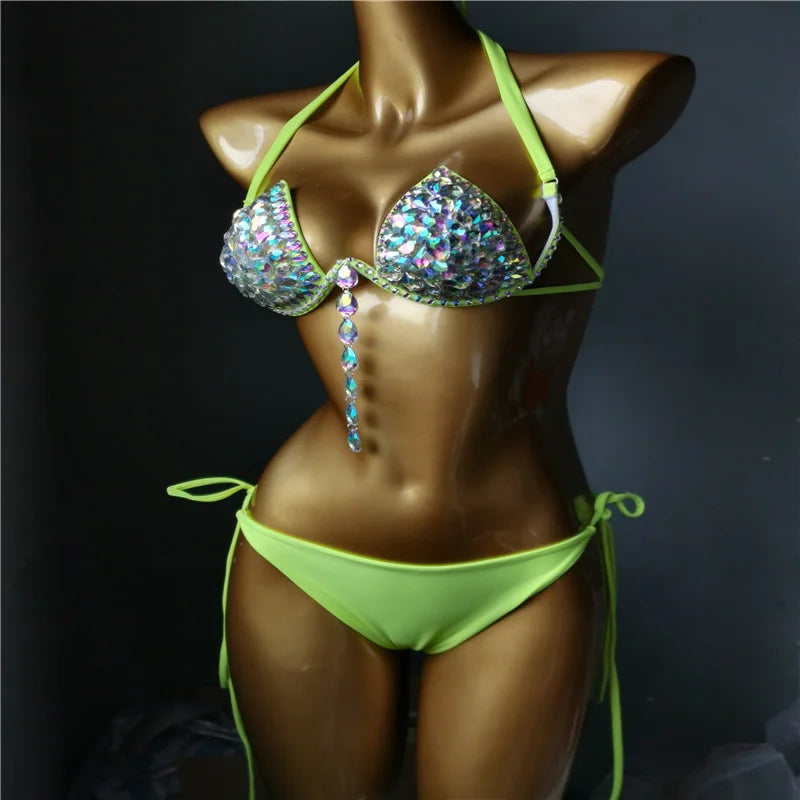 Iridescent Dreams: Luxury Rhinestone Bikini Set