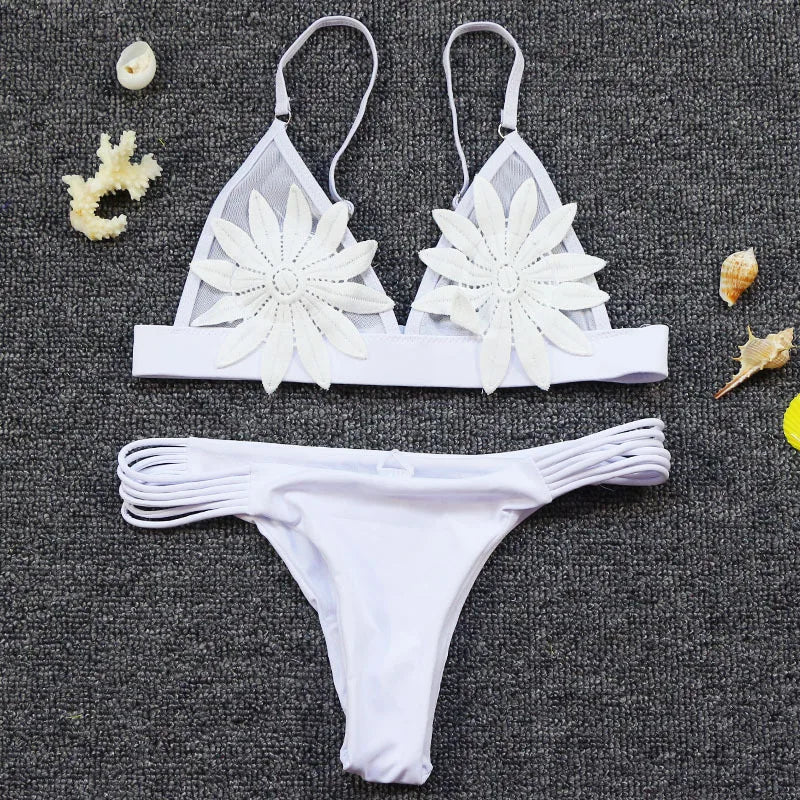 Floral White Bikini