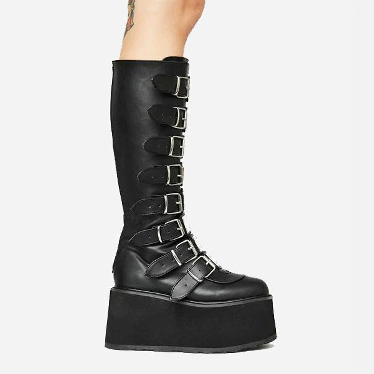 Goth Queen Buckle Platform Rave Boots