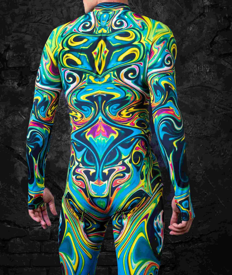 Psyche-Sleek Full-Body Rave Bodysuit Mens