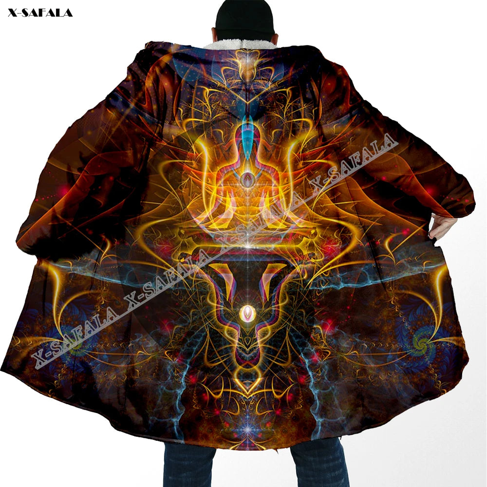 Psychedelic hooded Fleece Lined Cloak