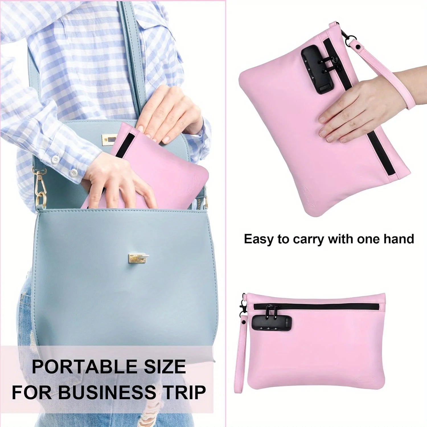 PINK Pouch Bag with Combination Lock