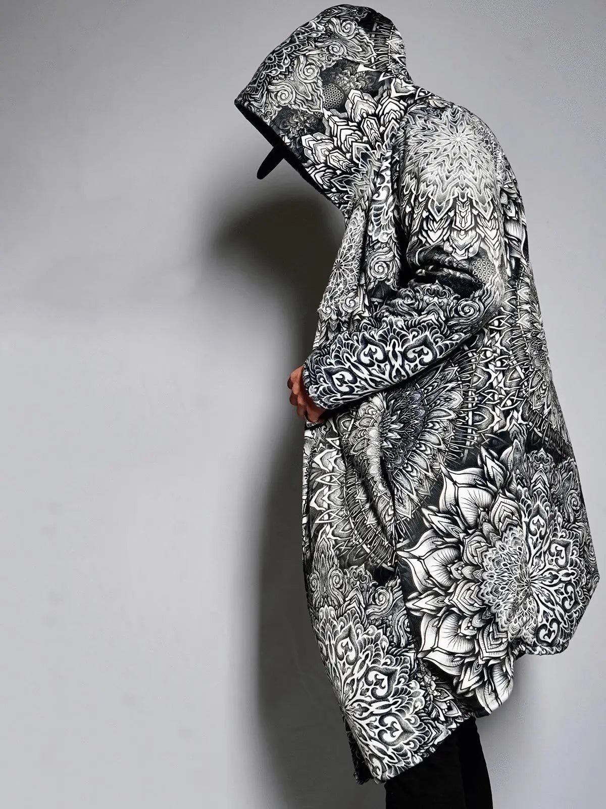 Psychedelic hooded Fleece Lined Cloak