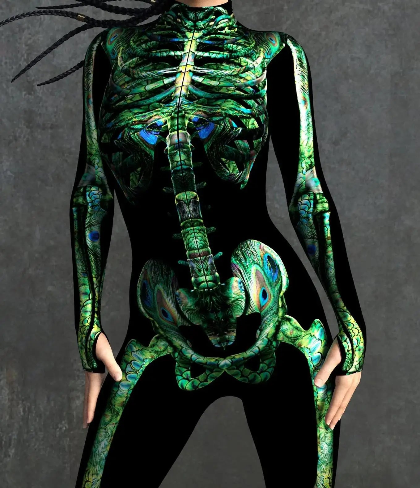 Colorful Skeleton Full-Body Rave Bodysuit