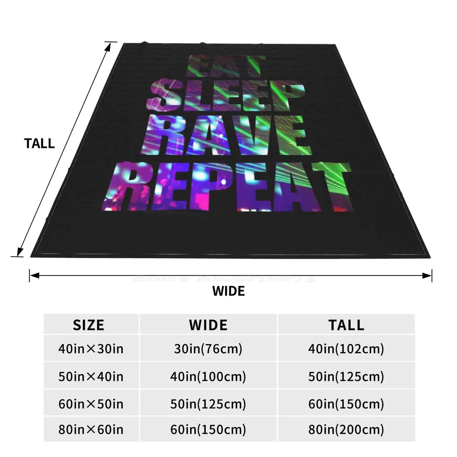 Eat Sleep Rave Repeat Top Quality Blanket