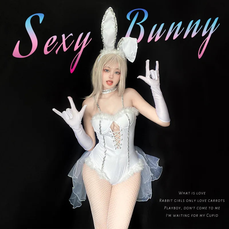 Sexy White Corset Bunny Costume