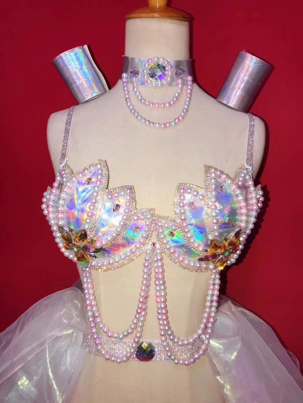 Ocean Enchantment: Mermaid-Inspired Pearl & Rhinestone Rave Set