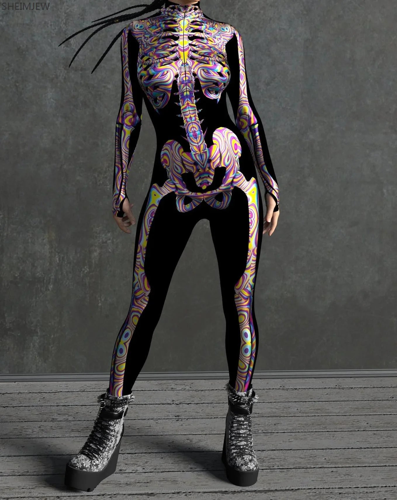 Skeleton Full-Body Rave Bodysuit