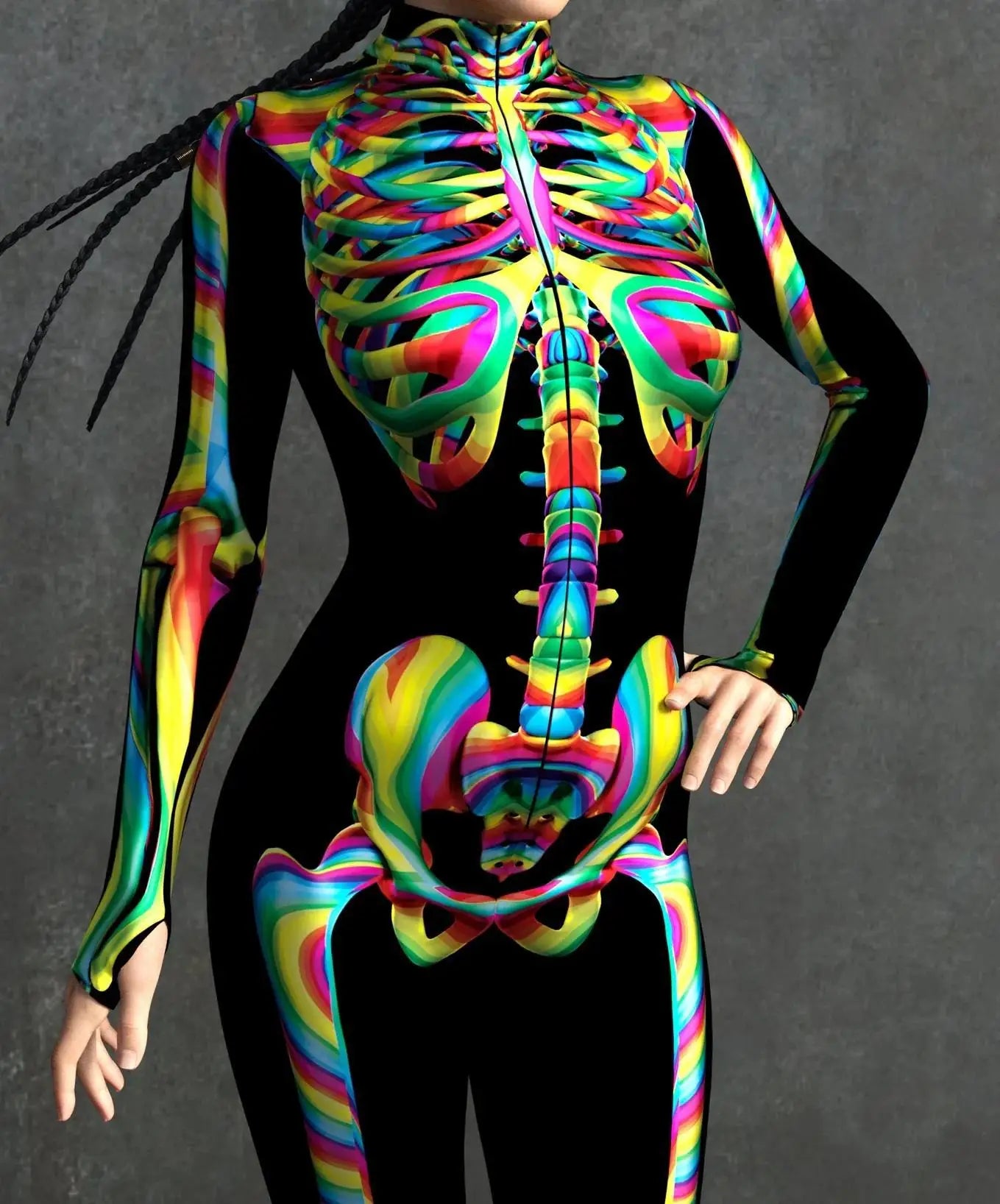 Colorful Skeleton Full-Body Rave Bodysuit