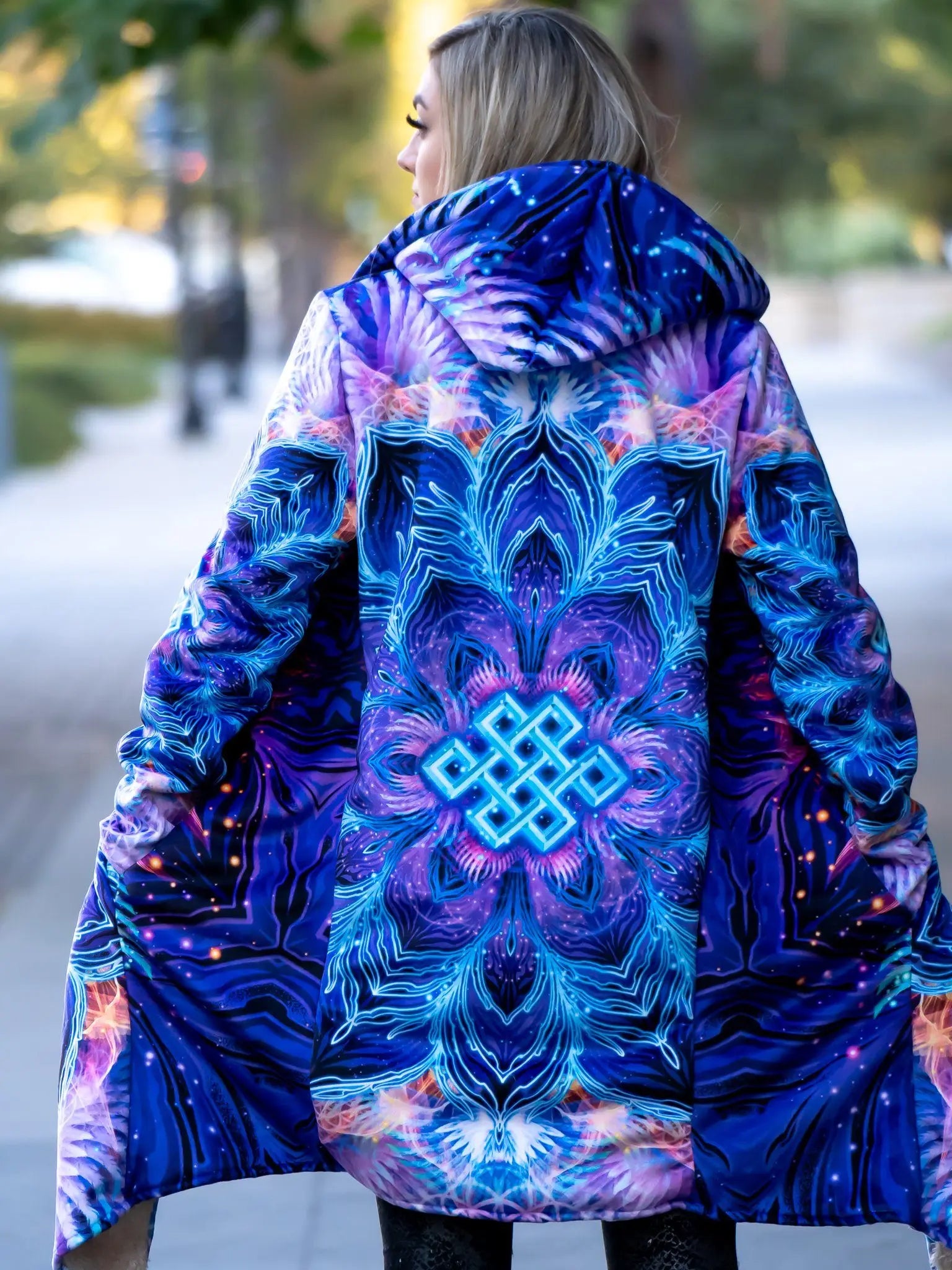 Psychedelic hooded Fleece Lined Cloak