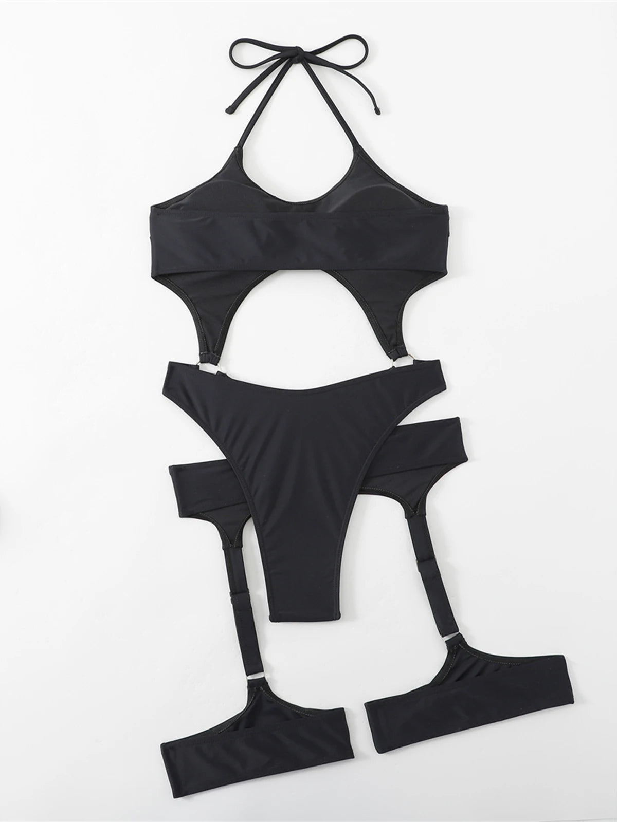 Sexy  Cut Out Rave Bodysuit With Garter 