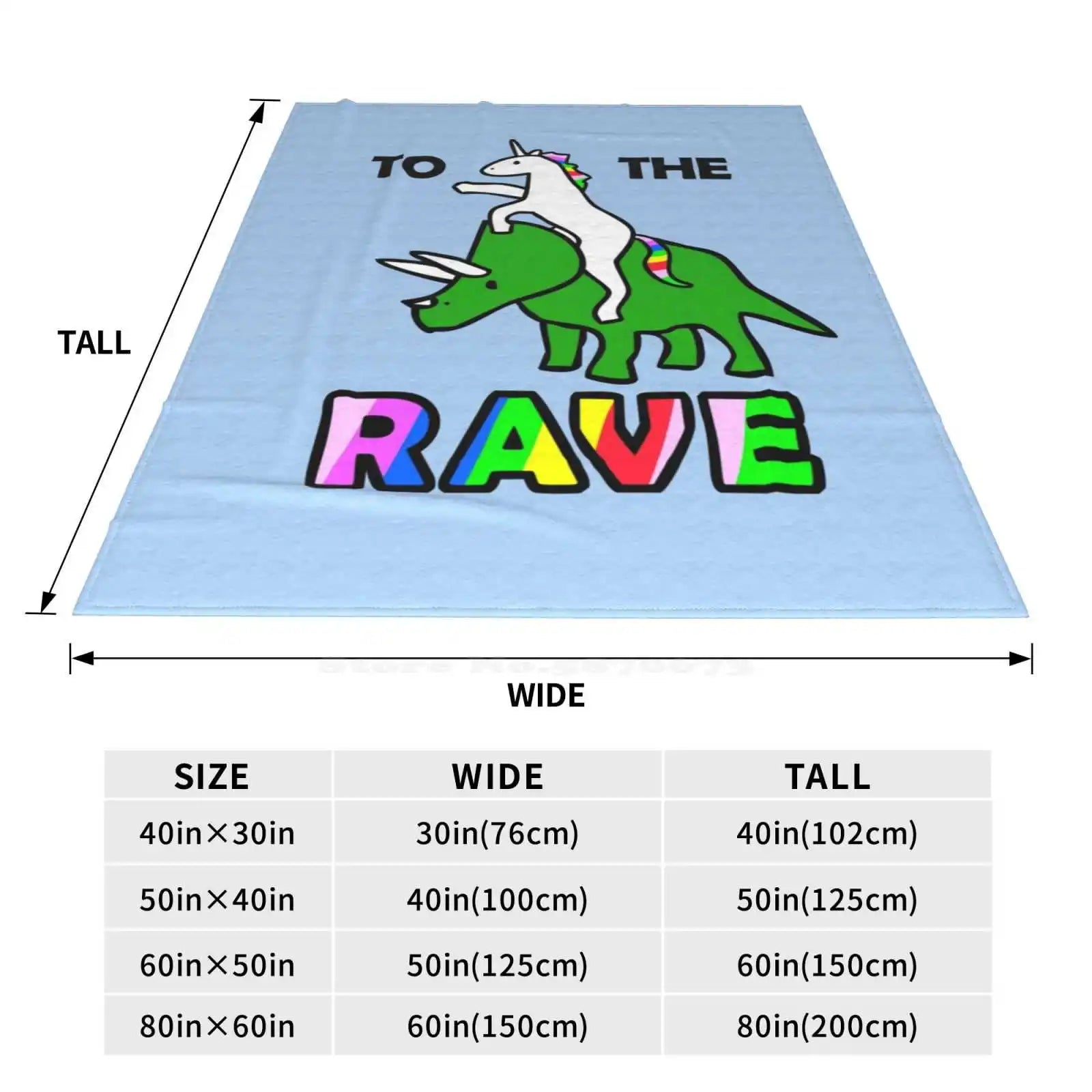 To The Rave! ( Unicorn Riding Triceratops ) throw Blanket