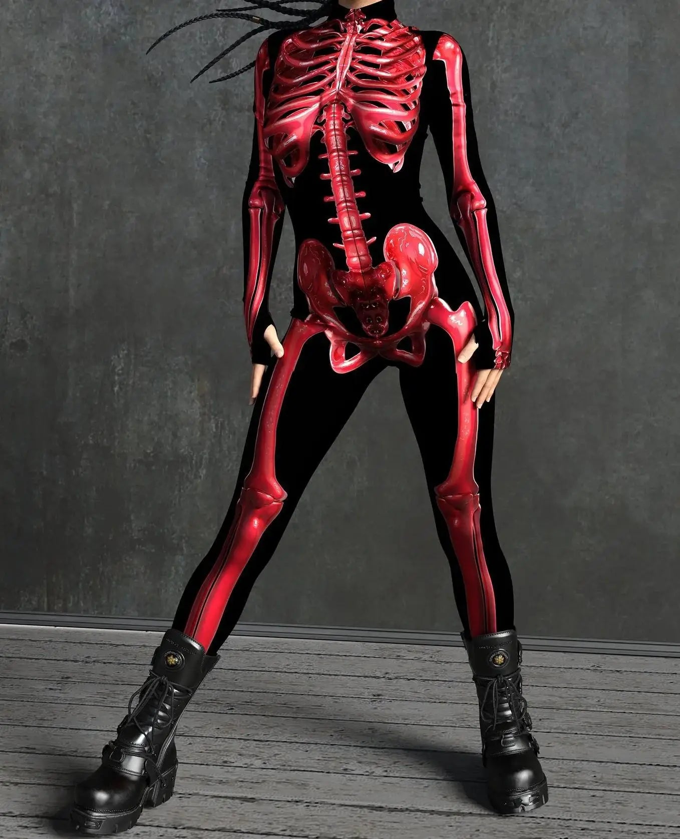 Colorful Skeleton Full-Body Rave Bodysuit