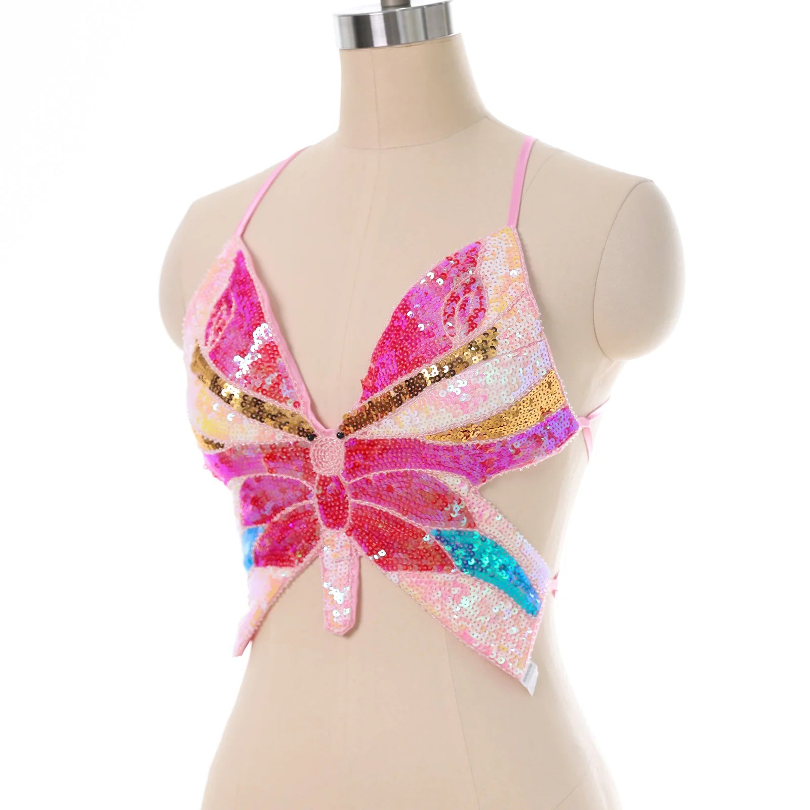 Beautiful Butterfly Sequin Backless Rave Top