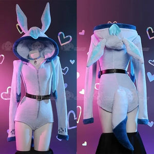 Glaceon Plush Hooded Rave Romper