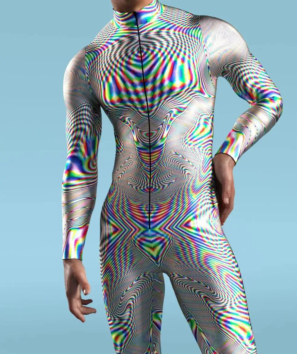 Hypno-Haze Full-Body Rave Bodysuit Mens