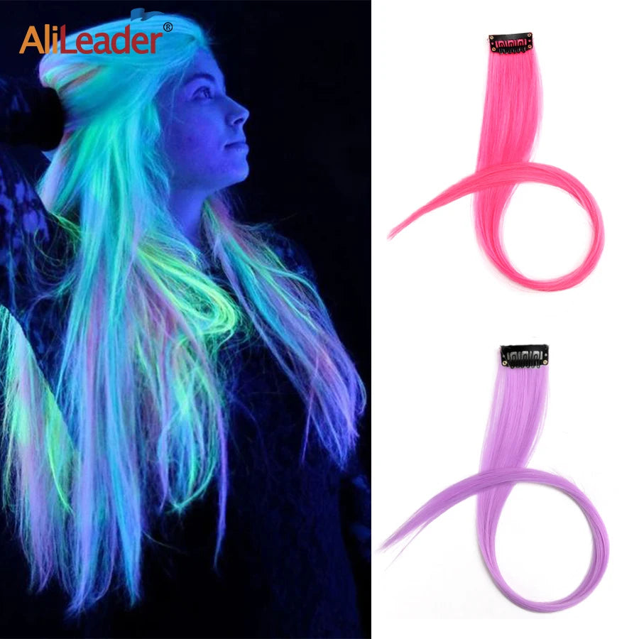 20in Clip In Glow in the Dark Hair Extension