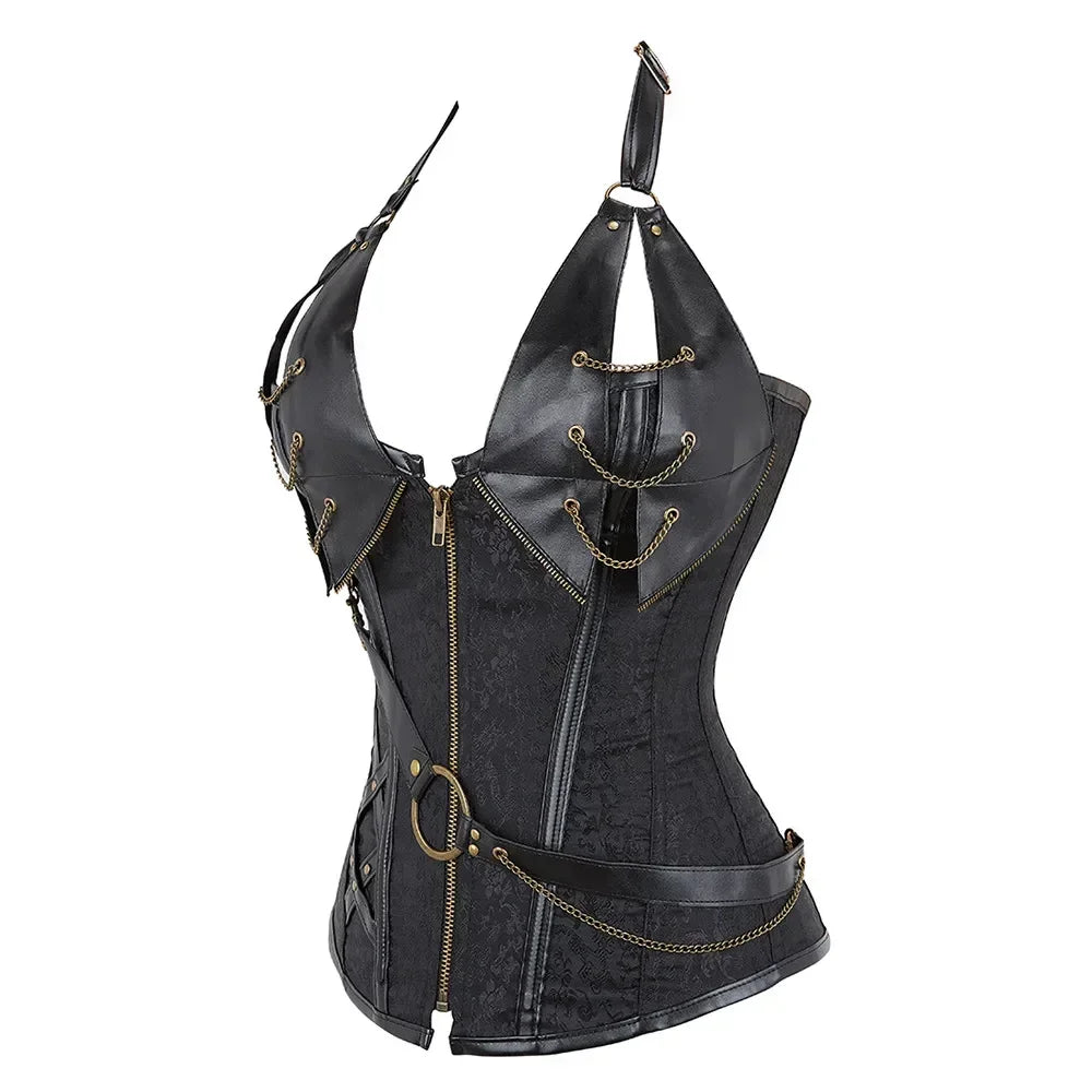 Steampunk Halter Leather Corset