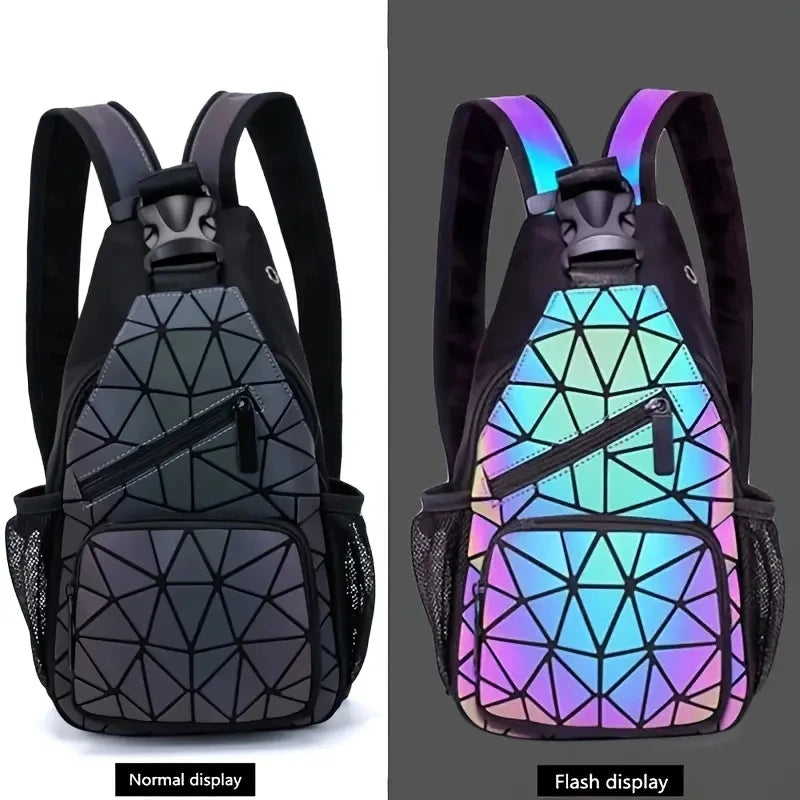 Holographic Geometric Male Shoulder Bag