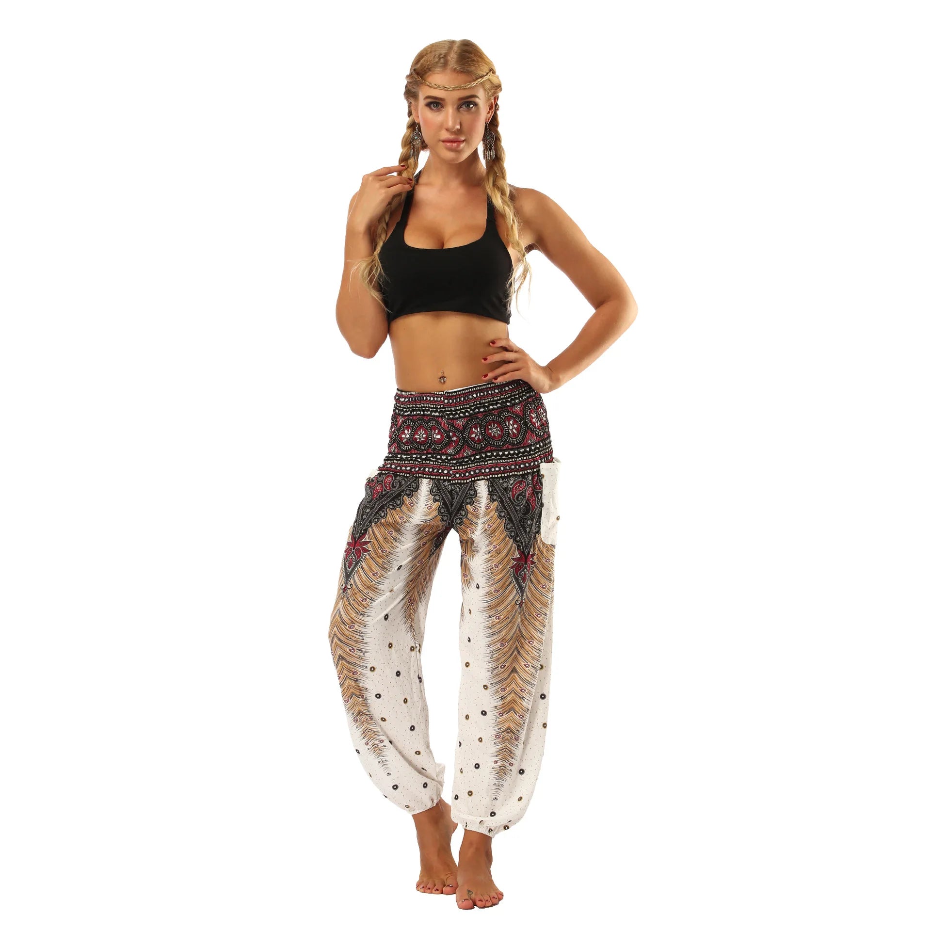 Women's Bohemian Print High Waisted Harem Pants