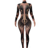 Black Rhinestoned Full-Body Rave bodysuit