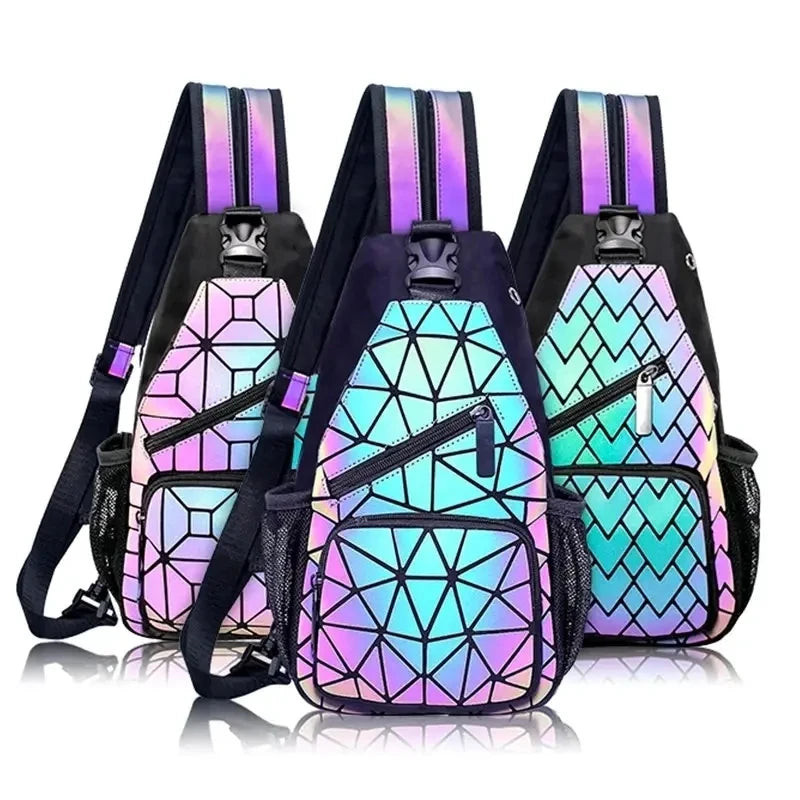 Holographic Geometric Male Shoulder Bag